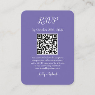 Cartão De Informações Código QR RSVP RSVP de Casamento Vertical Puro
