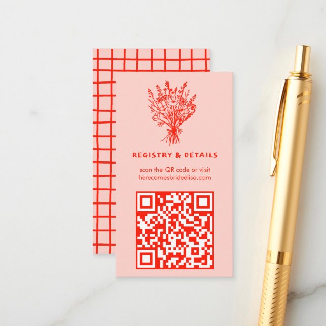 Cartão De Informações Código QR Russo do Buquê de Flores Selvagens Brida (Frente/Verso In Situ)