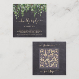 Cartão De Informações Código QR Rustic Eucalyptus Botanical Wedding RSVP