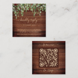Cartão De Informações Código QR Rustic Eucalyptus Greenery Casamento RSV