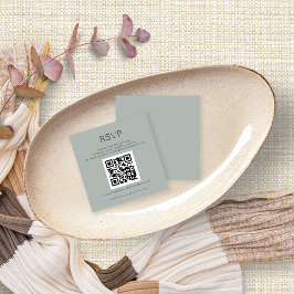 Cartão De Informações Código QR Silvery Sage Green Wedding RSVP Gabinete