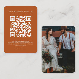 Cartão De Informações Código QR Simples Bohemian Terracotta Foto Casamen