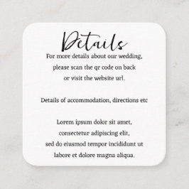 Cartão De Informações Código QR Simples de Casamento Elegante