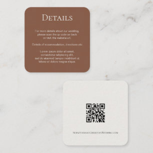 Cartão De Informações Código QR Simples de Casamento Elegante