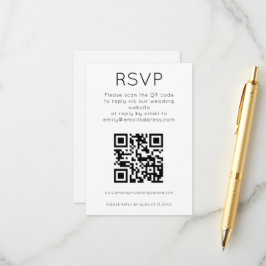 Cartão De Informações Código QR simples Gabinete RSVP de Casamento Branc