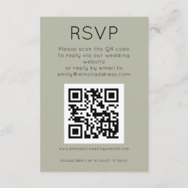 Cartão De Informações Código QR Simples para RSVP de Casamento Soft Sage