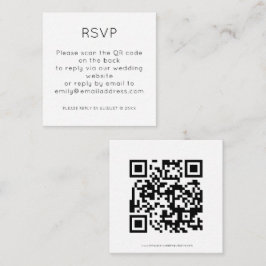 Cartão De Informações Código QR Simples - RSVP de Casamento Branco Preto