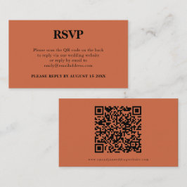Cartão De Informações Código QR Simples Terracotta Wedding RSVP