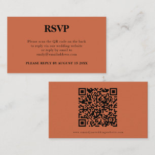 Cartão De Informações Código QR Simples Terracotta Wedding RSVP