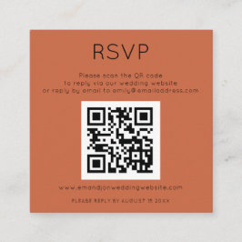 Cartão De Informações Código QR Simples Terracotta Wedding RSVP