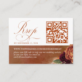 Cartão De Informações Código QR Terracotta Casamento Floral RSVP