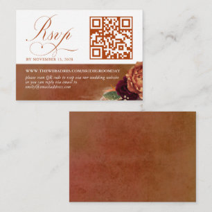 Cartão De Informações Código QR Terracotta Casamento Floral RSVP