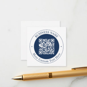 Cartão De Informações Código QR & Texto personalizáveis Azul Marinho E