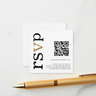 Cartão De Informações Código QR Texto Preto Dourado Texto Branco Casamen