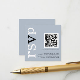 Cartão De Informações Código QR Tipografia Dusty Blue Weding Online RSVP