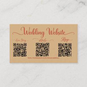 Cartão De Informações Código QR Triplo de RSVP para Site de Casamento co