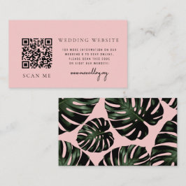 Cartão De Informações Código QR Tropical Rose Site de Casamento RSVP