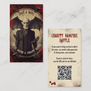 Cartão De Informações Código QR Vampiro Raffle Vintage Dracula's Hallowe
