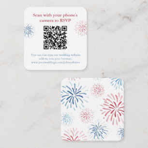 Cartão De Informações Código QR Vermelho Branco e Azul Patriótico para C