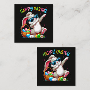 Cartão De Informações Coelho Divertido Dabbing Páscoa Feliz Páscoa