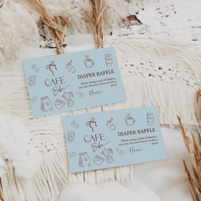 Cartão De Informações Coffee Blue Bow Cafe Bebe Boy Baby Shower Diaper (Criador carregado)