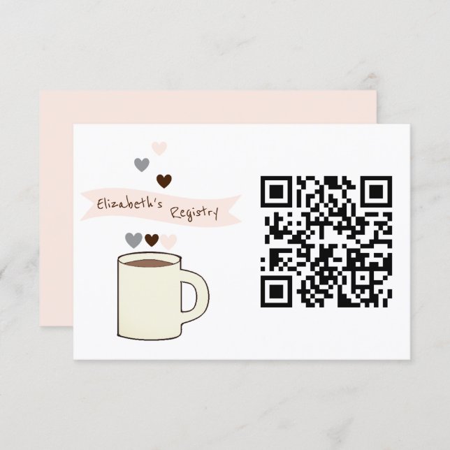 Cartão De Informações Coffee Bridal Shower Registry (Frente/Verso)