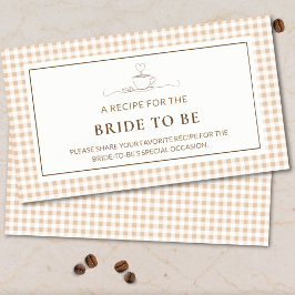Cartão De Informações Coffee Gingham Recipe For Bride Love is Brewing