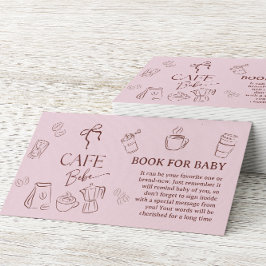 Cartão De Informações Coffee Pink Bow Cafe Bebe Book For Baby Shower