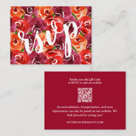 Cartão De Informações Colagem Floral Casamento QR Código RSVP