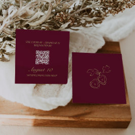 Cartão De Informações Colar Ilustrado de Código QR de RSVP de Casamento 