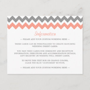 Cartão De Informações Coleção de Casamento Moderno Chevron - Rosa e Cinz