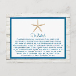 Cartão De Informações Coleção de Casamento Starfish Praia de Madeira Pin