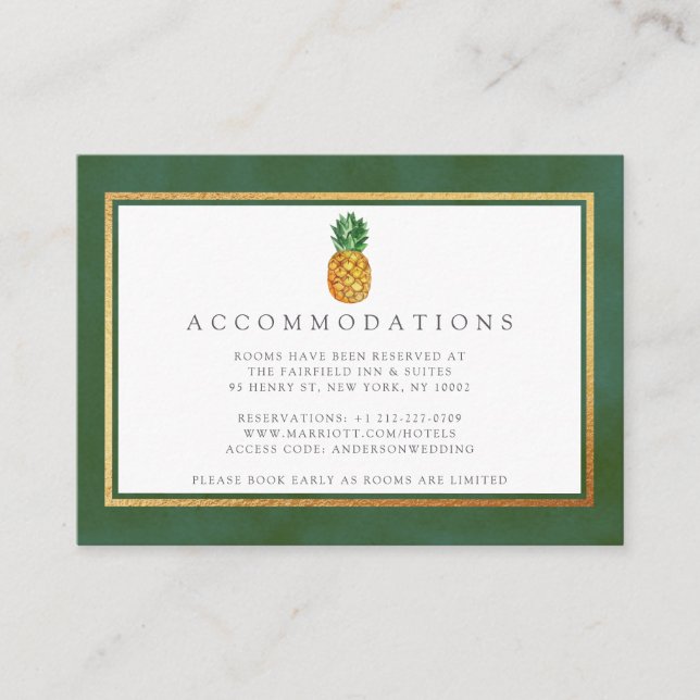 Cartão De Informações Coleção de Casamentos de Abacaxi Tropical (Frente)