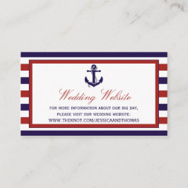 Cartão De Informações Coleção de Casamentos de Âncoras Náuticas Vermelha