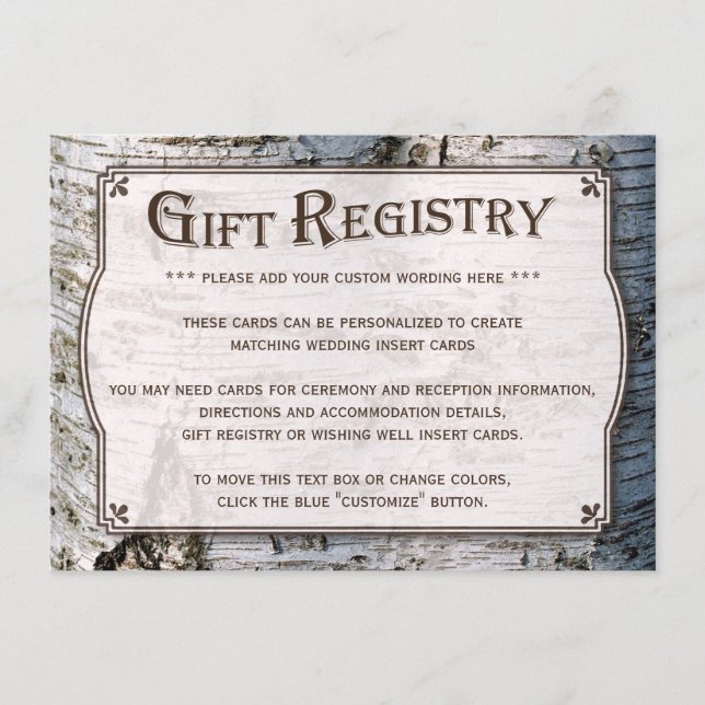 Cartão De Informações Coleção de Casamentos de Árvore de Prata Rústica (Frente)