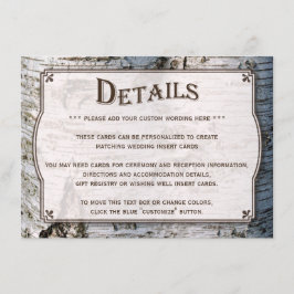 Cartão De Informações Coleção de Casamentos de Árvore de Prata Rústica