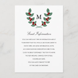 Cartão De Informações Coleção de Casamentos do Monograma Berry Bush - In