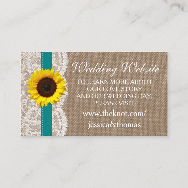 Cartão De Informações Coleção de Casamentos Russos de Girassol - Teal (Frente)