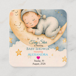 Cartão De Informações Coleção de Chá de Bebê Tiny Star está Chegando