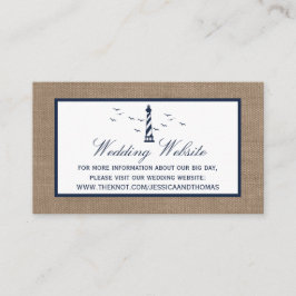 Cartão De Informações Coleção Náutica De Casamentos De Burlap De Farol