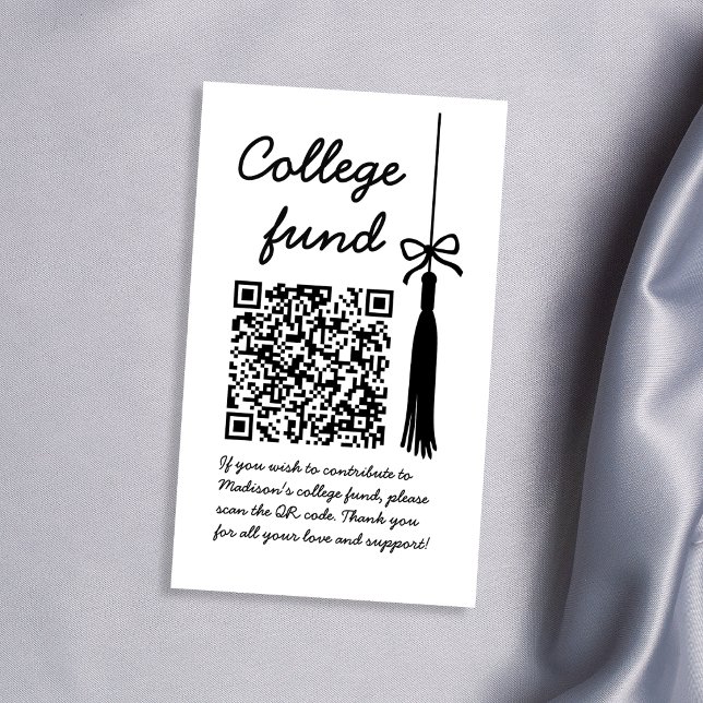 Cartão De Informações College Fund Black & White Gift Qr Code Graduation (College Fund Black & White Gift Qr Code Graduation Enclosure Card)