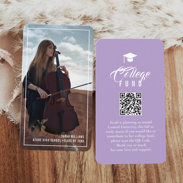 Cartão De Informações College Fund Modern Minimal Typography Lavender (Criador carregado)