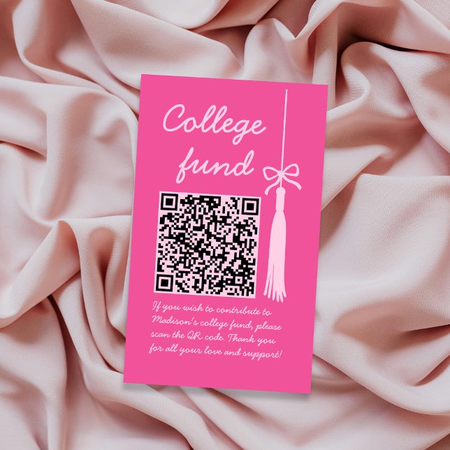 Cartão De Informações College Fund Pink Gift Qr Code Graduation (College Fund Pink Gift Qr Code Graduation Enclosure Card)
