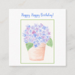 Cartão De Informações Coloração aquosa a manuscrita Hydrangea Floral