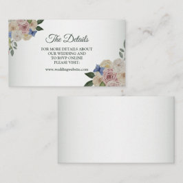 Cartão De Informações Colorful Floral Blue Butterfly Wedding Detail