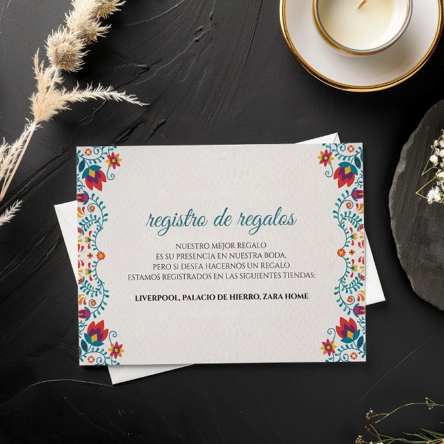 Cartão De Informações Colorful Floral Spanish Wedding (Colorful Floral Spanish Wedding Enclosure Card)