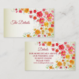 Cartão De Informações Colorful Red Yellow Pink Floral Wedding Detail Enc