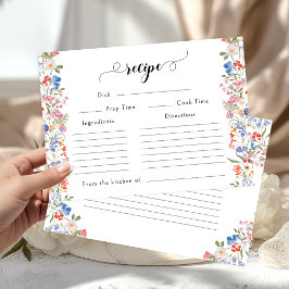 Cartão De Informações Colorful Wildflower Bridal Shower Recipe Card