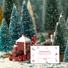 Cartão De Informações Colorful Winter Diaper Raffle Baby Shower 