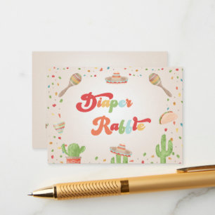 Cartão De Informações Colorida Groovy Fiesta Fralda Raffle Chá de fralda